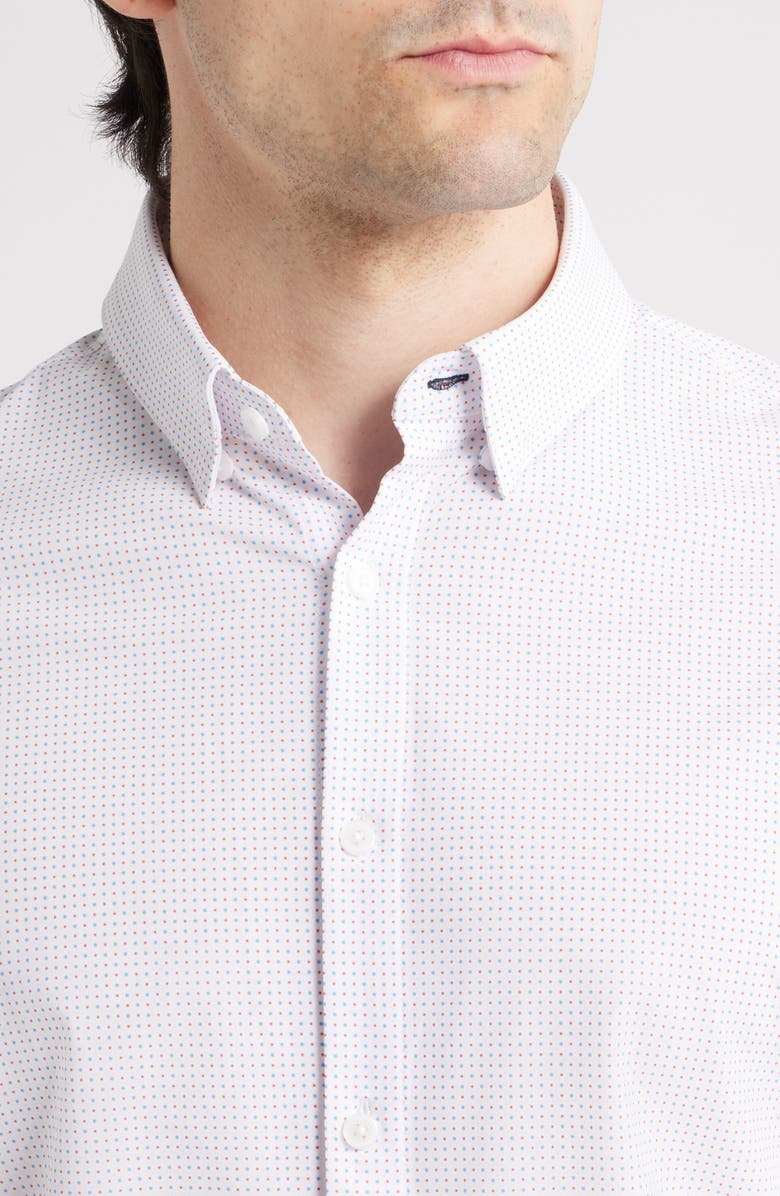 Mizzen+Main Leeward Trim Fit Micropattern Button-Up Shirt, Alternate, color, White Dual Dots