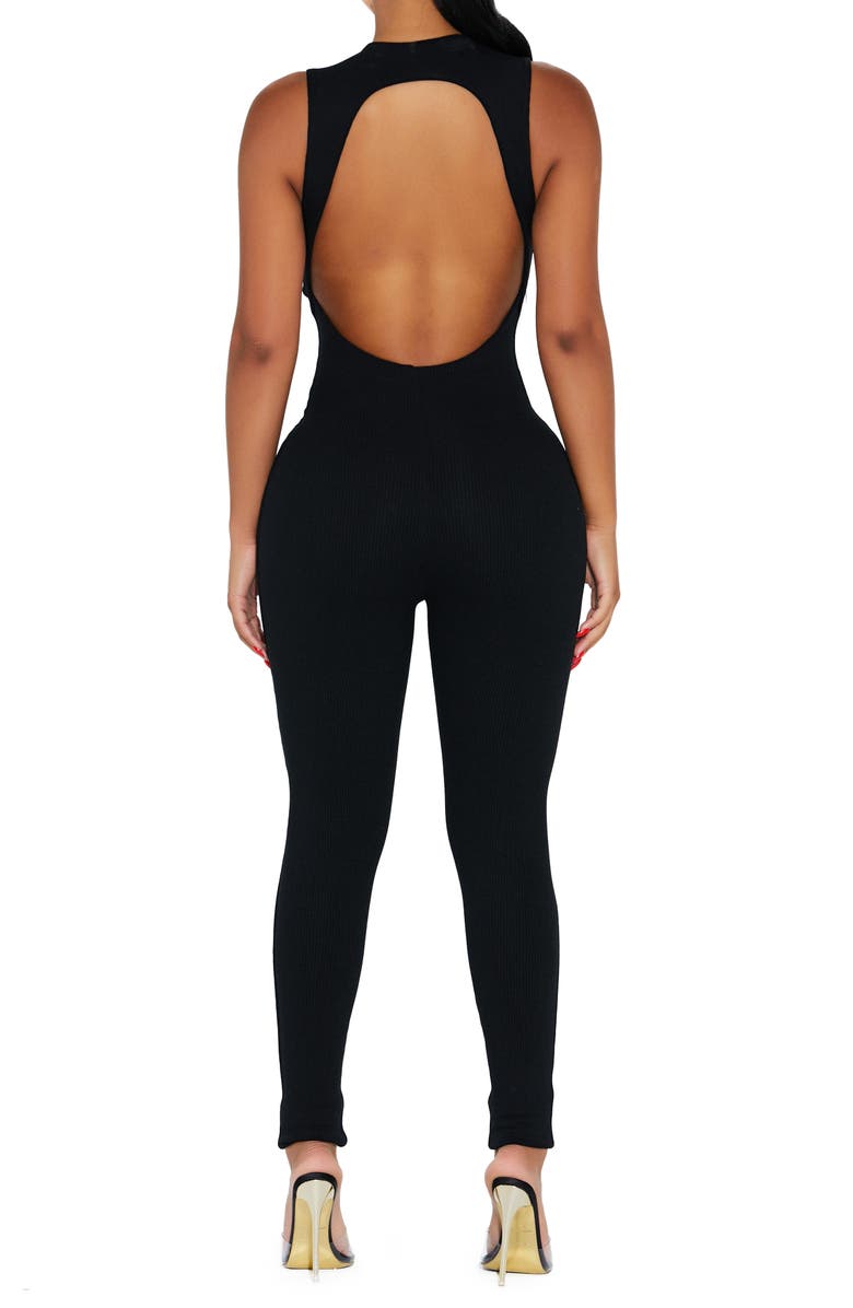 Naked Wardrobe Holed Back Sleeveless Jumpsuit, Alternate, color, Black