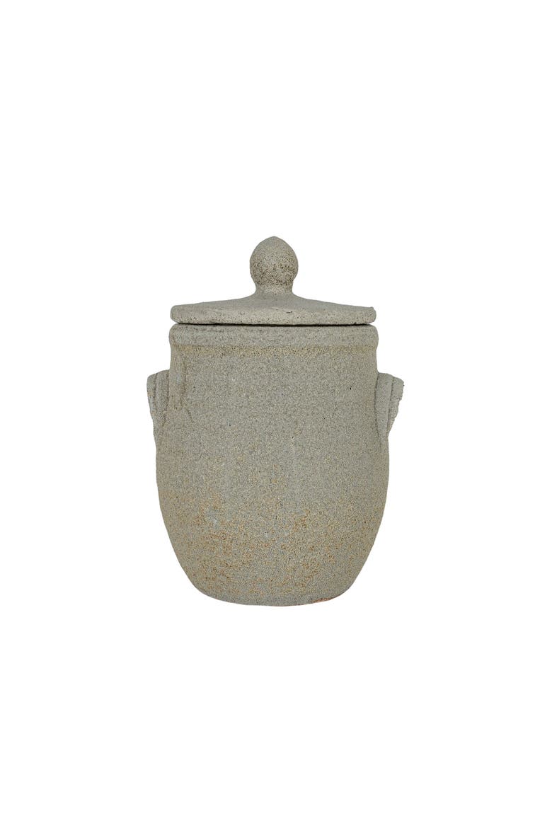 Distressed Gray Terracotta Canister with Lid, Main, color, Gray