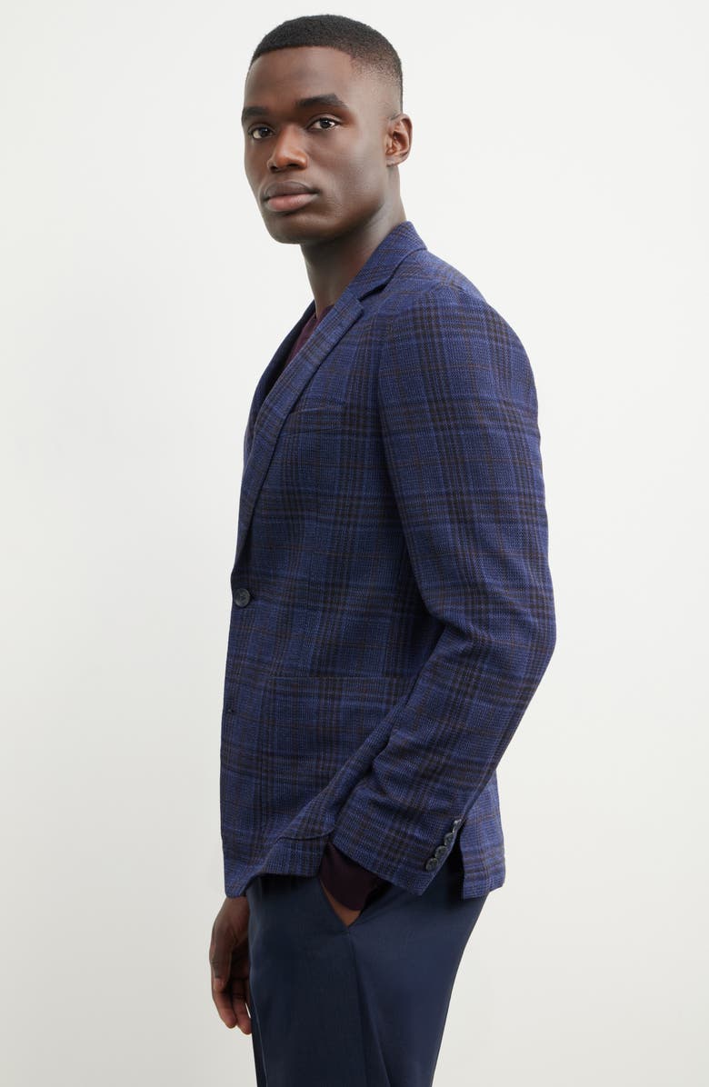 Nordstrom Villa Plaid Knit Wool Blend Sport Coat, Alternate, color, Navy Villa Plaid