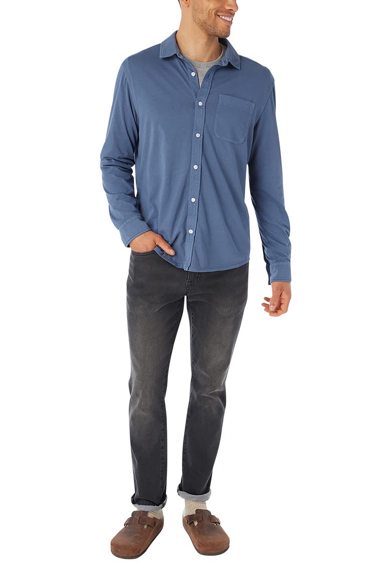 Saltaire Organic Cotton Knit Button-Up Shirt, Alternate, color, NAVY