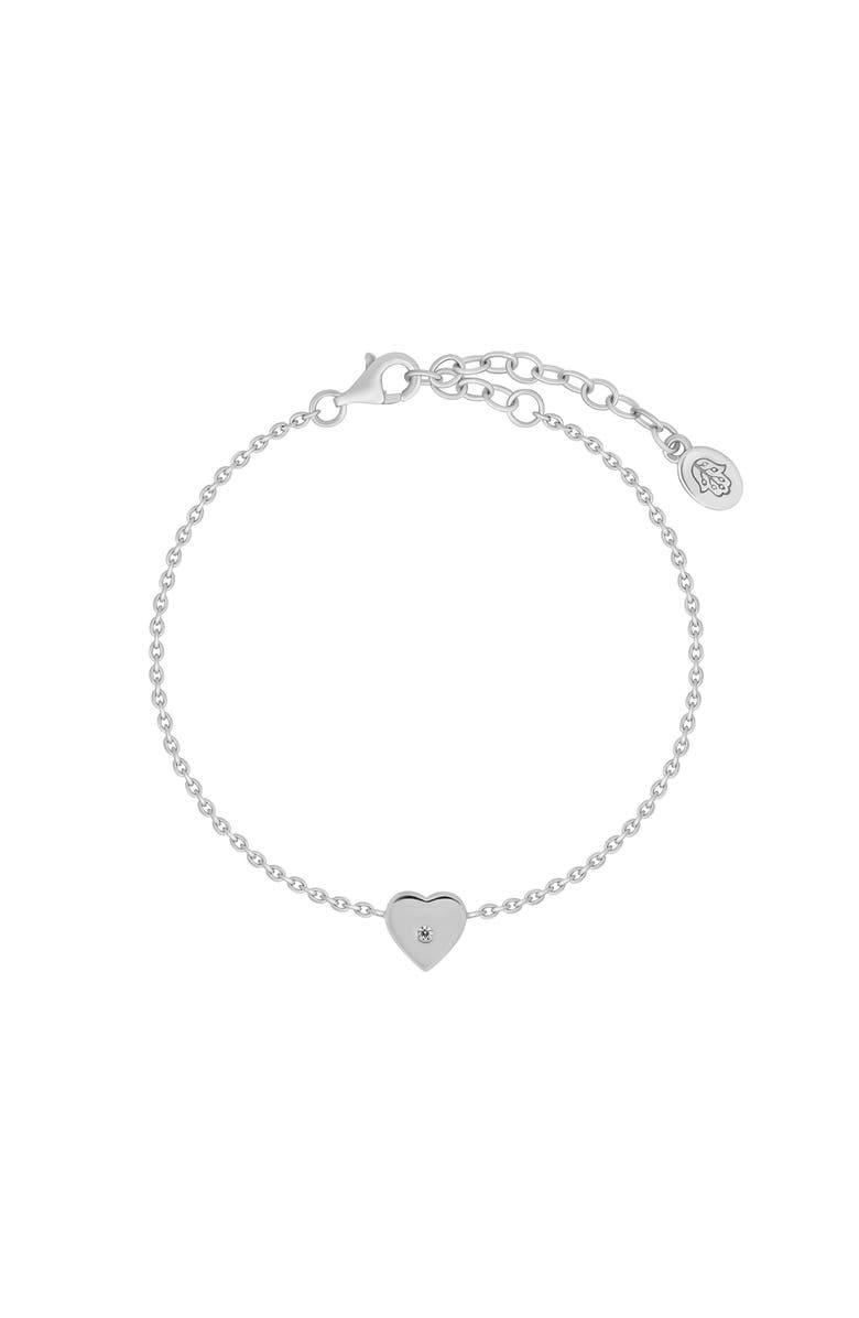 Karma and Luck Graceful Love Diamond Heart Charm Silver Bracelet, Main, color, Silver
