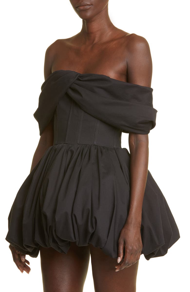 Brandon Maxwell Pippa Off the Shoulder Stretch Cotton Bubble Dress, Alternate, color, 