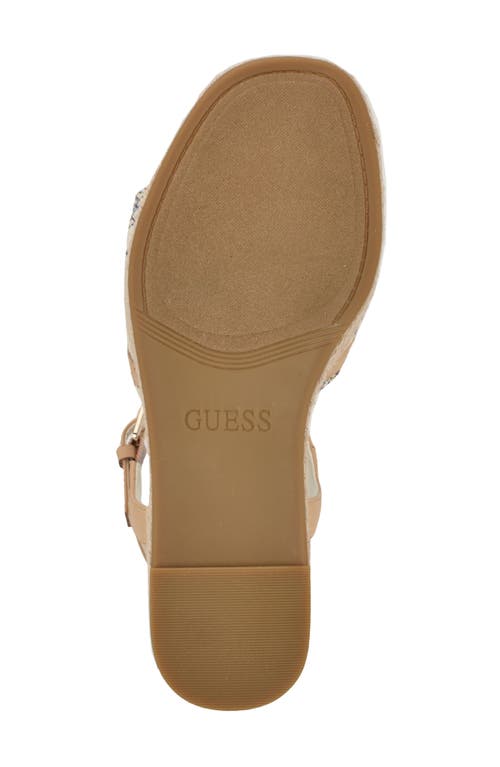 Guess Taani Platform Wedge Sandal In Off White Multi