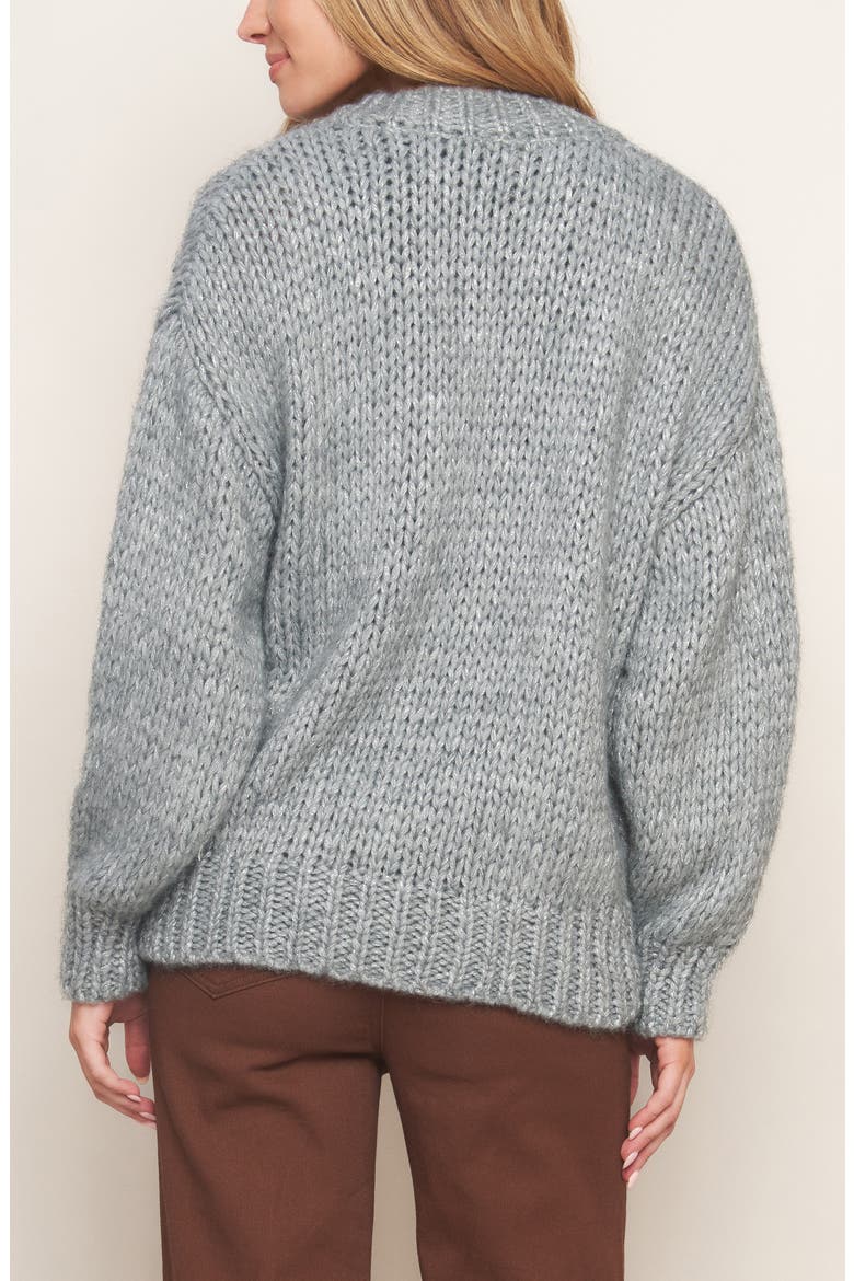 Shimmer V-Neck Cardigan, Alternate, color, GREY/SILVER