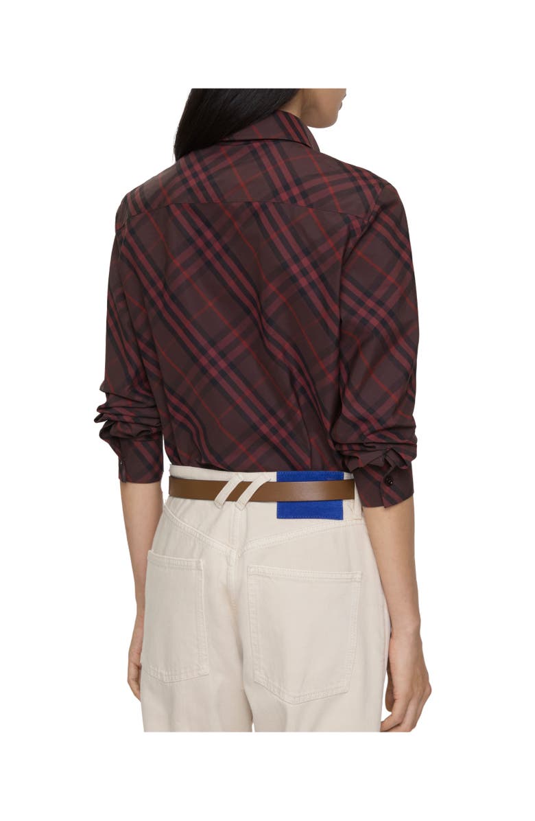 Burberry Slim Fit Check Cotton Shirt, Alternate, color, Wine Red