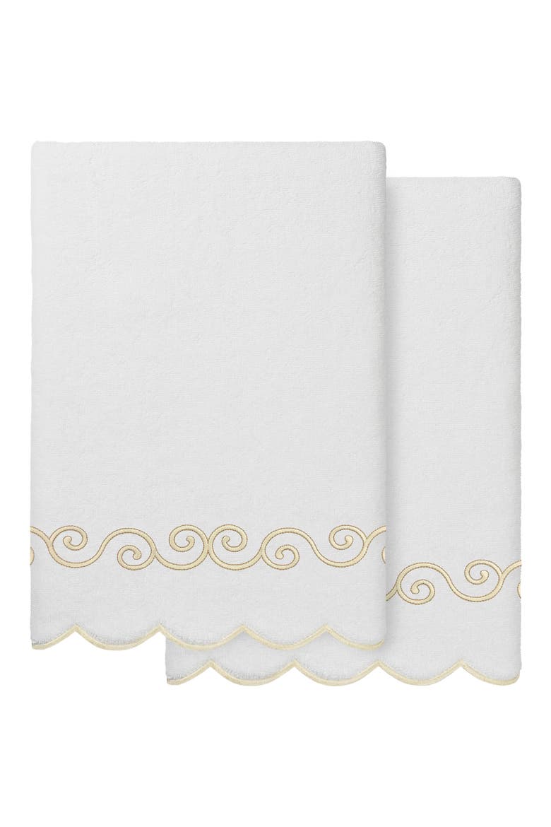 Symmetra Scallop 2-Piece Bath Towel Set, Main, color, WHITE/ BEIGE