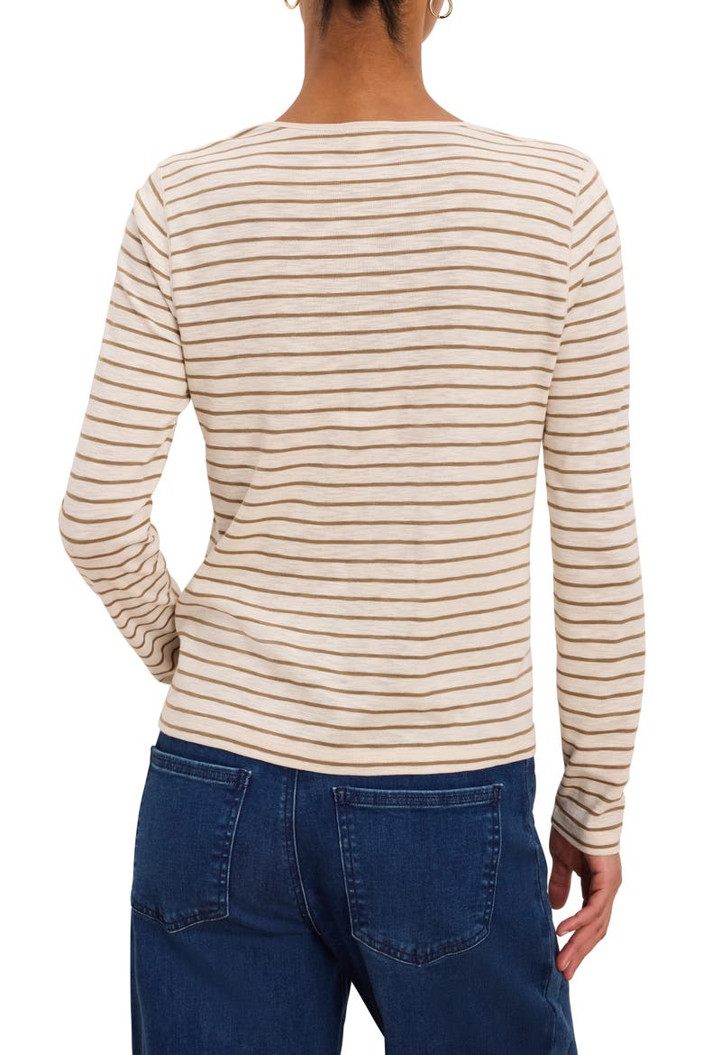 Striped V Neck T-Shirt, Alternate, color, CREAM MULTI