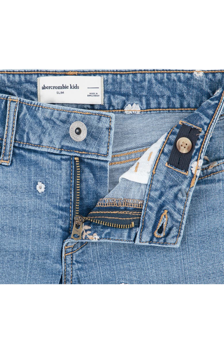 abercrombie kids Kids' Floral Toss Denim Shorts, Alternate, color, Cabin Blues
