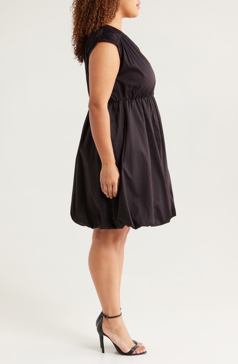 HARSHMAN Arla Bubble Hem Cotton Dress, Alternate, color, Black