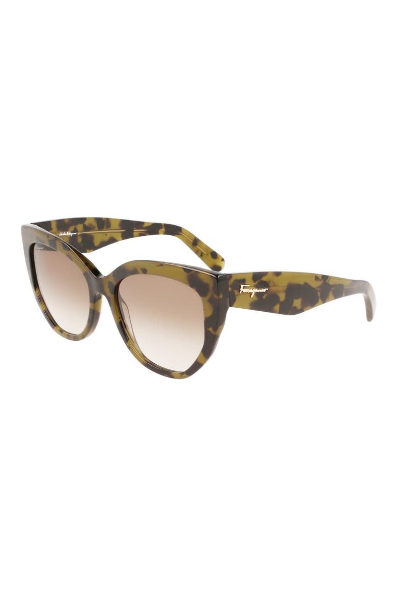 56mm Gradient Cat Eye Sunglasses, Alternate, color, TORTOISE GREEN