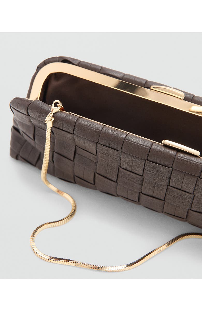 MANGO Braided Faux Leather Frame Clutch, Alternate, color,