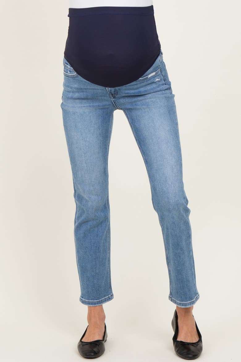 Ankle Slim Straight Leg Maternity Jeans, Alternate, color, Blue