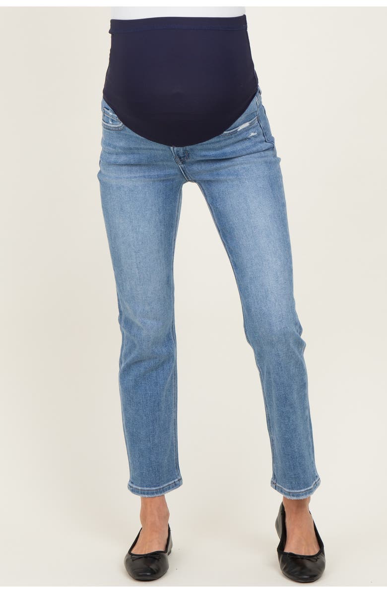 PinkBlush Ankle Slim Straight Leg Maternity Jeans, Alternate, color, Blue