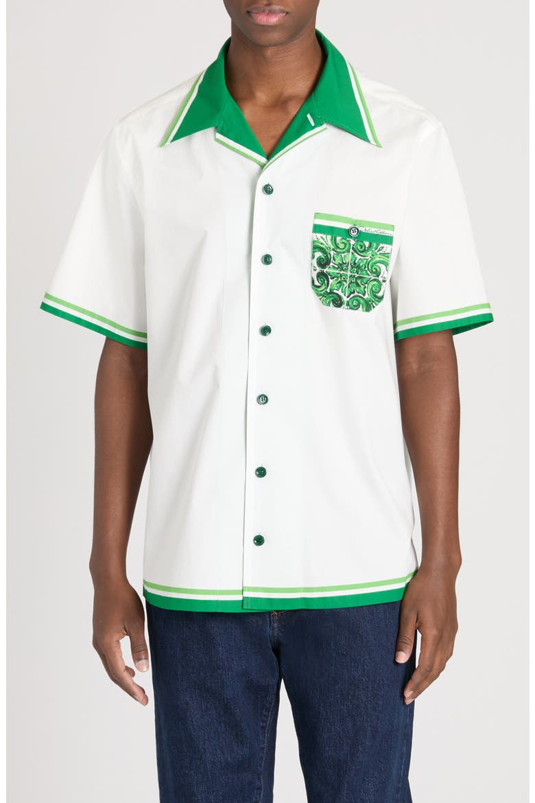 Majolica Cotton Camp Shirt, Main, color, MAIOLICA 1L VERDE