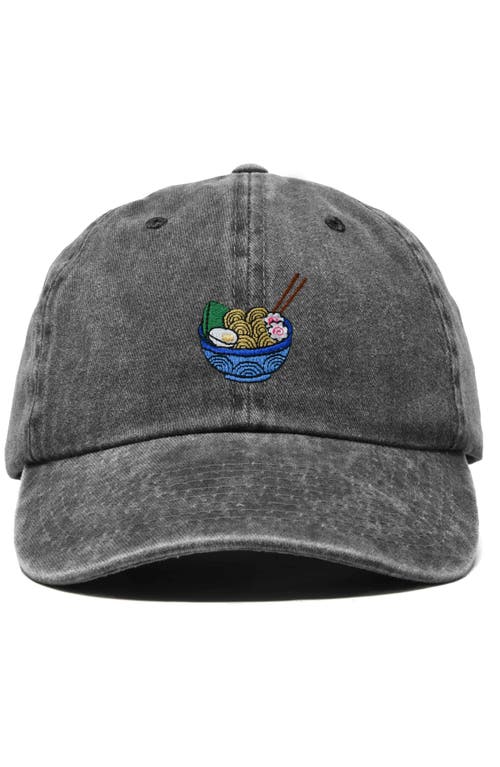 Dalix Noodles Embroidered Casual Cap In Washed Black