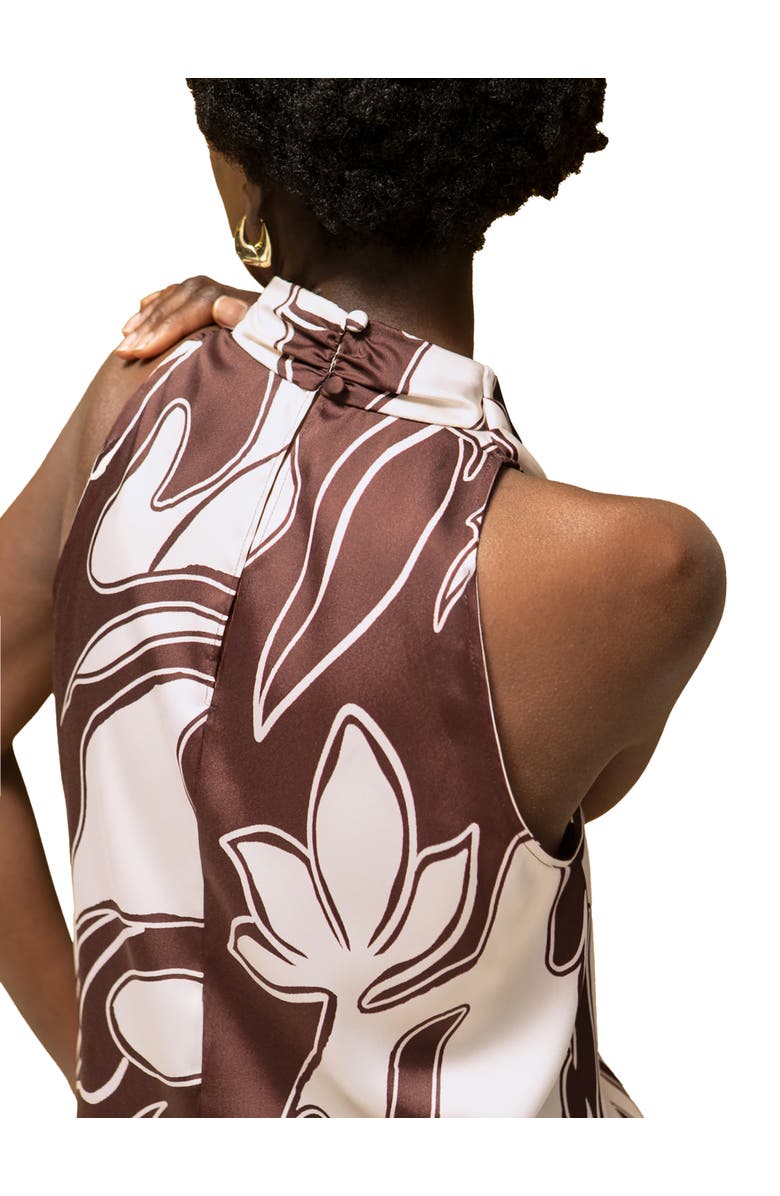 Ro&Zo Swirl Print Drape Top, Alternate, color, Brown