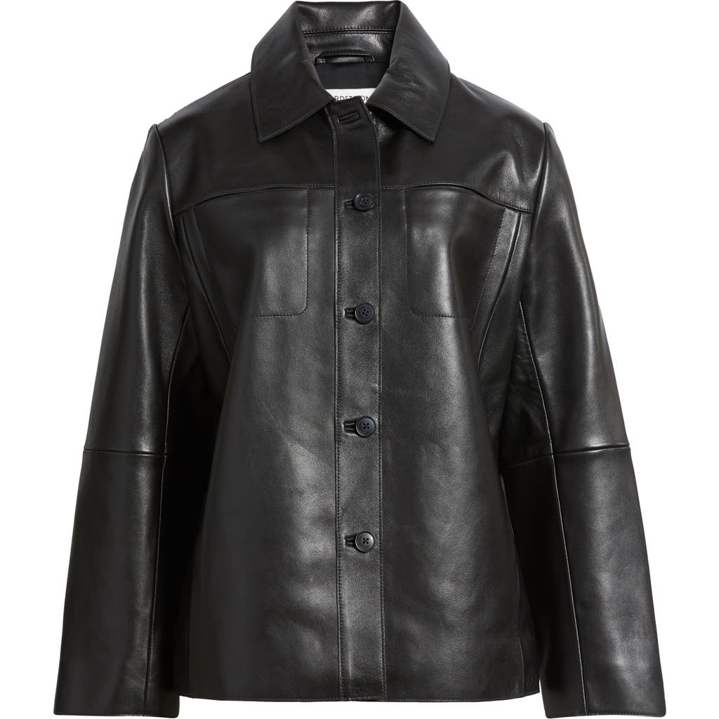 Nordstrom Leather Shirt Jacket In Black