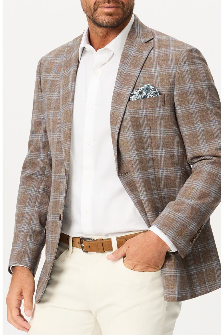 Plaid Sport Coat, Main, color, BROWN