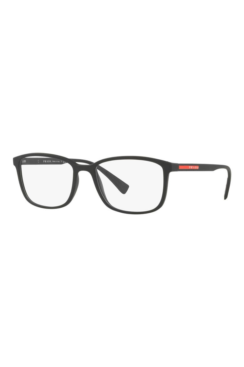 55mm Rectangular Optical Glasses, Alternate, color, BLACK RUBBER