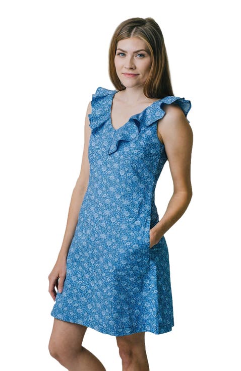 Women's V-Neck Ruffle Shift Dress