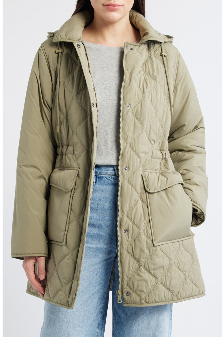 Quilted Jacket with Removable Hood, Main, color, OLIVE STONE/ OPAL GREY