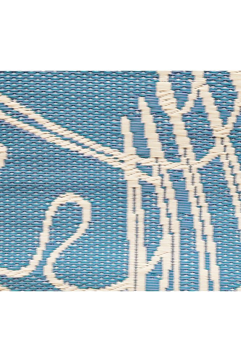 Palm Leaf Rug, Alternate, color, Turquoise White - 6'x9'