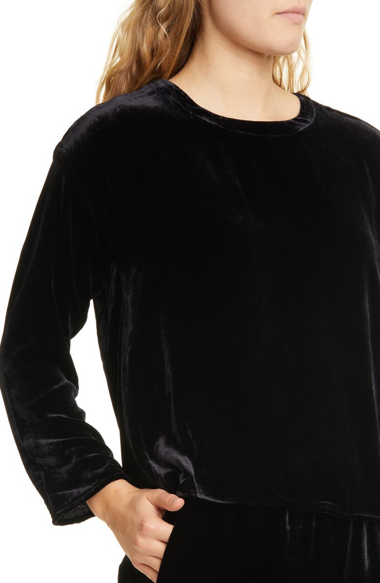 Eileen Fisher Ballet Neck Velvet Box Top, Alternate, color,