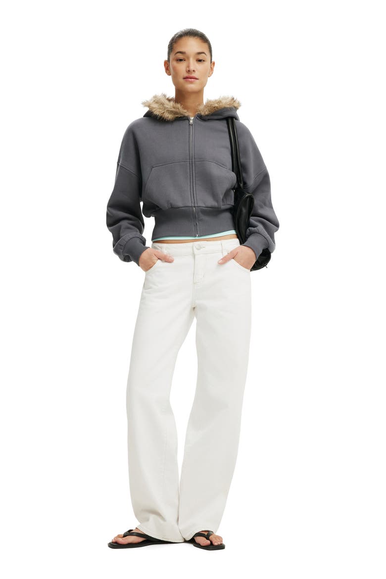 Women's Oversized Zip Through Hoodie, Alternate, color, Moonlight Shadow Faux Fur