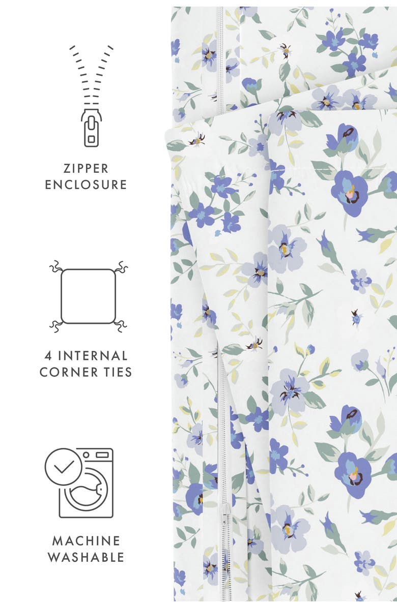 HOMESPUN HOME SPUN Premium Ultra Soft 3-Piece Blossoms Print Duvet Cover Set, Alternate, color, Light Blue