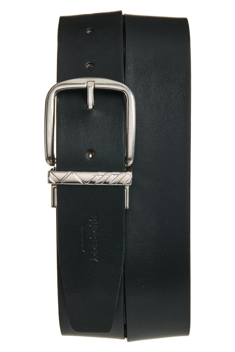 Engraved Buckle Reversible Belt, Alternate, color, BLACK/ CHARCOAL/ SILVER