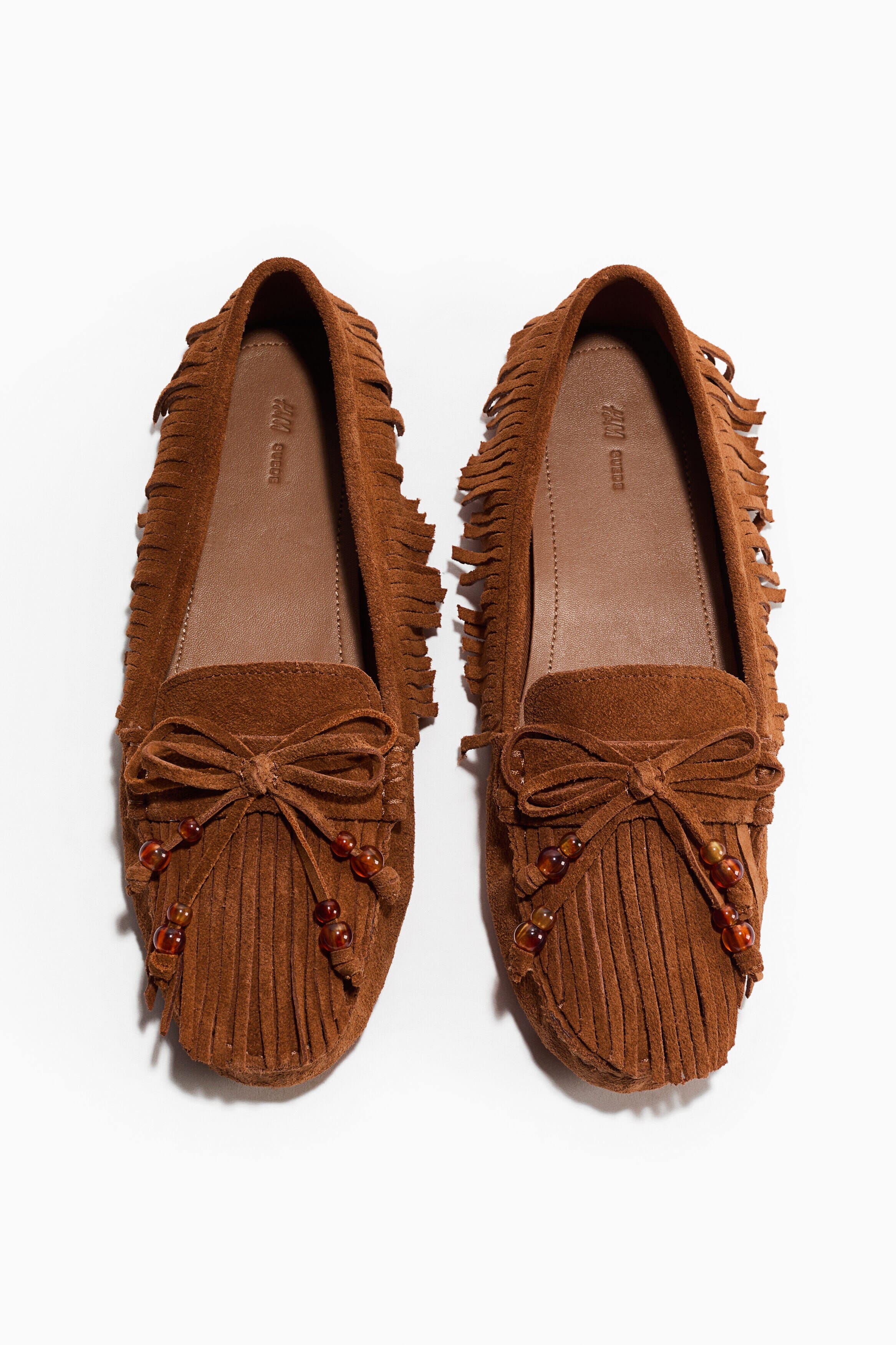 H&M Fringed Loafers, Alternate, color, Brown