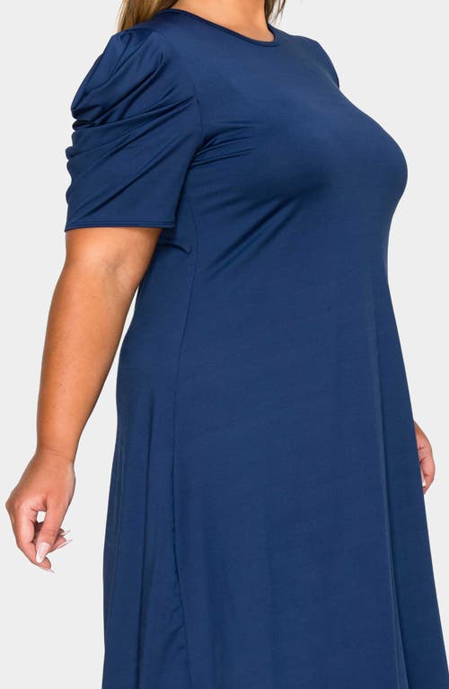 L I V D Aleyna Puff Sleeve A-line Dress In Blue