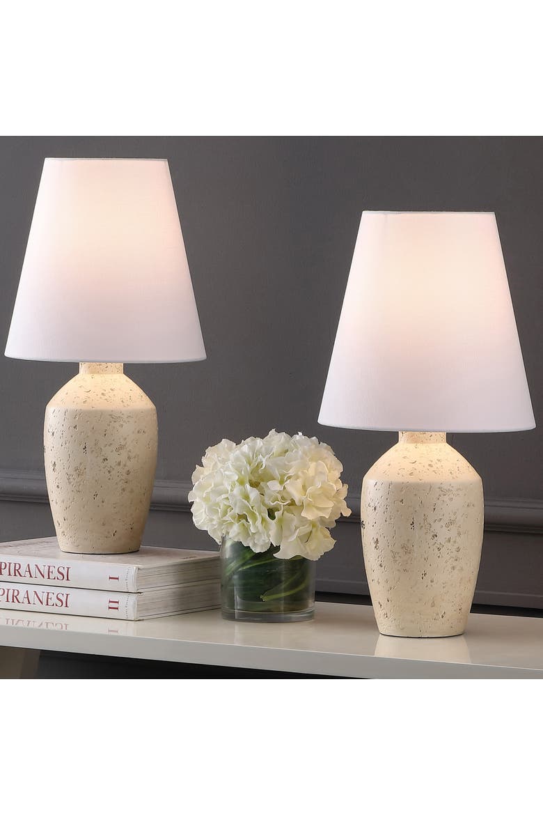 Xander 19.5" Minimalist Scandinavian Concrete Effect Resin/Iron Ginger Jar LED Table Lamp, Alternate, color, Matte Cream