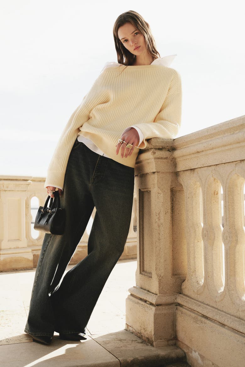 Oversized Wool-blend Jumper, Alternate, color, Cream