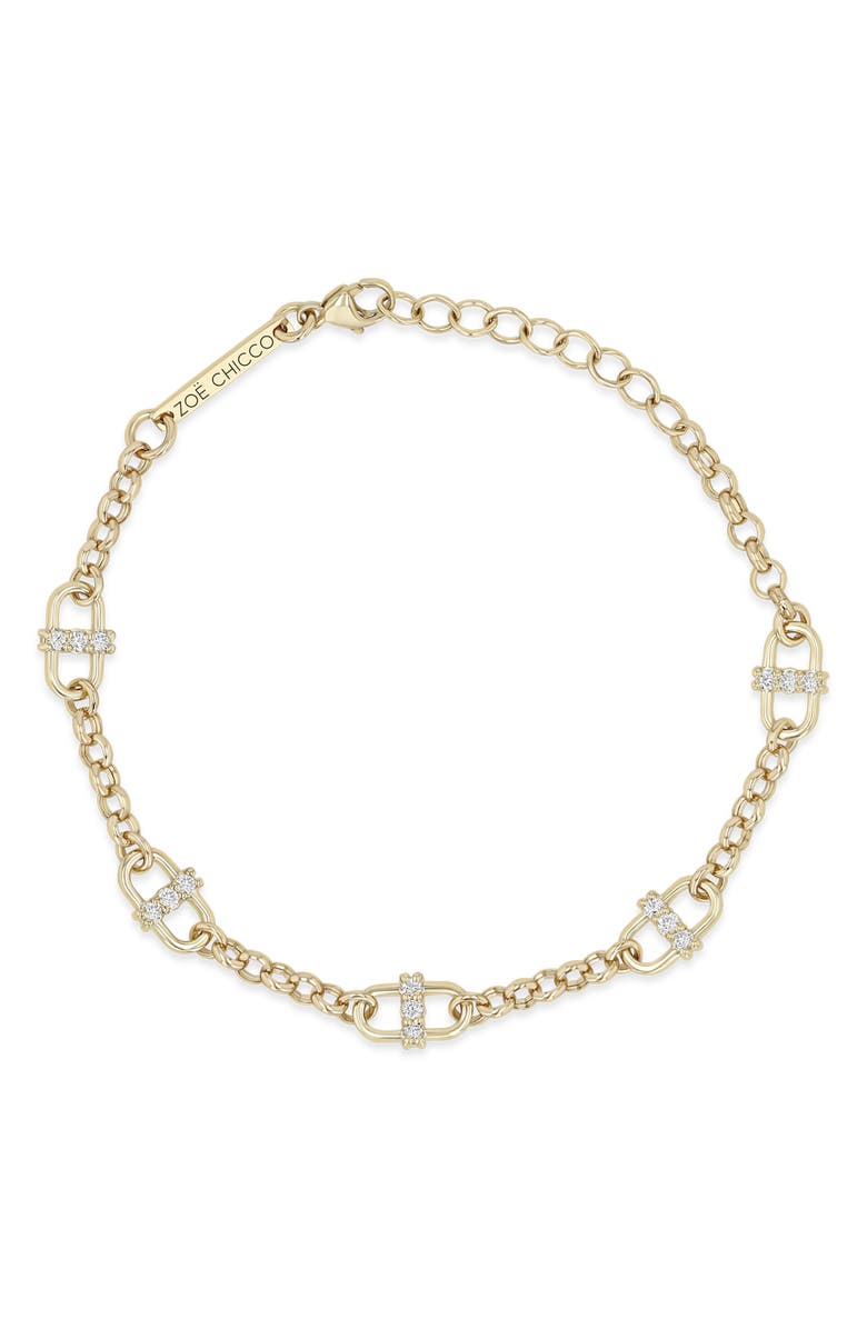 Zoë Chicco Diamond Rolo Chain Bracelet, Alternate, color, 14K Yellow Gold