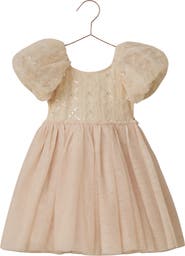 NORALEE Kids' Dorothy Sequin and Bead Puffed Sleeve Dress