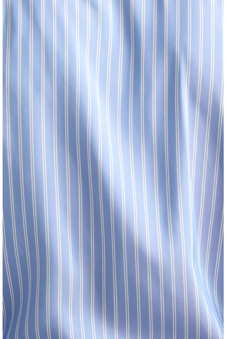 Contrast Collar Track Stripe Silk Button-Up Shirt, Alternate, color, SKY BLUE/ OFF WHITE