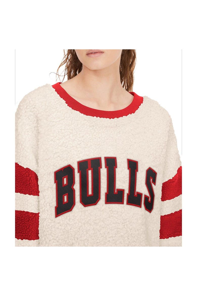 Women's Tommy Jeans Oatmeal/Red Chicago Bulls Mindy Sherpa Pullover Sweatshirt, Alternate, color, Oatmeal