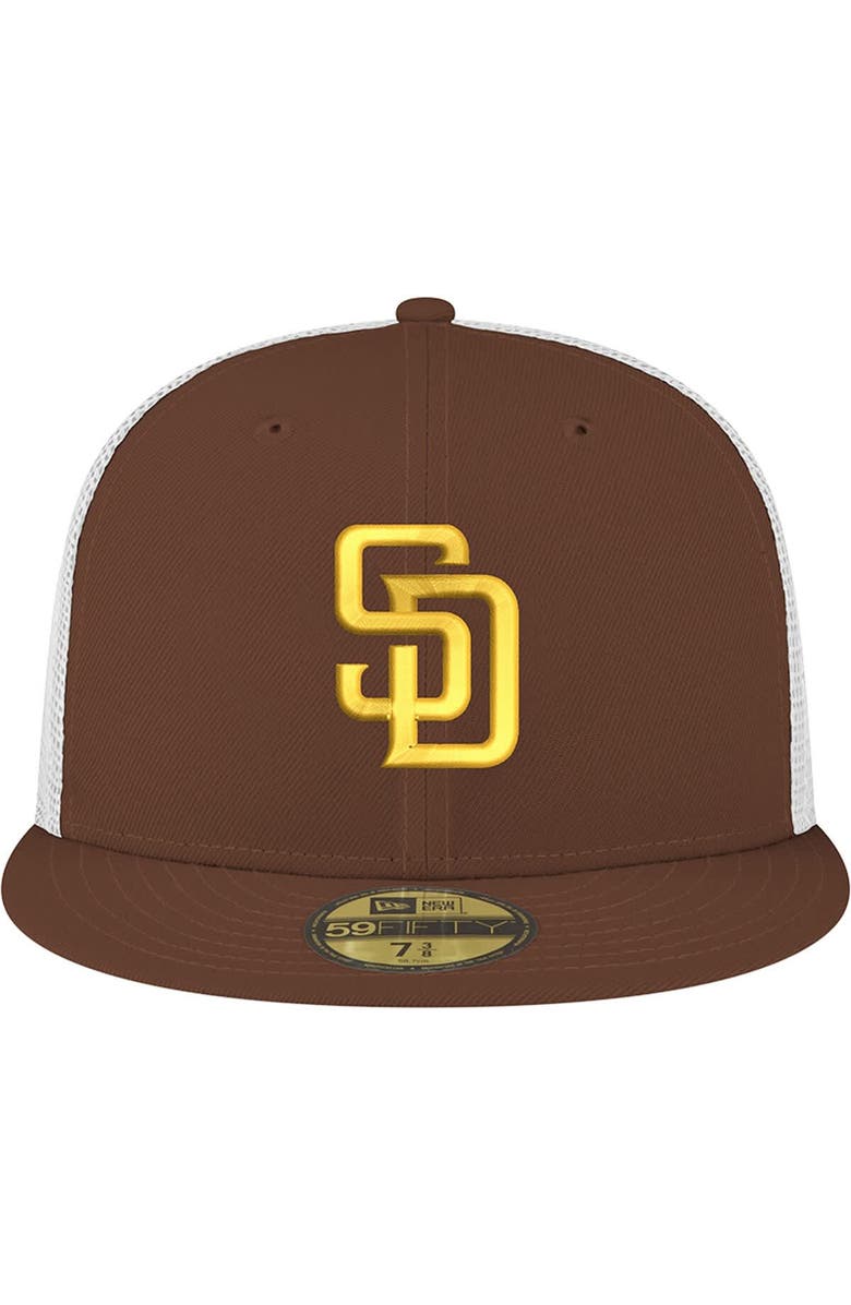 New Era Men's New Era Brown San Diego Padres Team Color 59FIFTY Trucker Fitted Hat, Alternate, color,