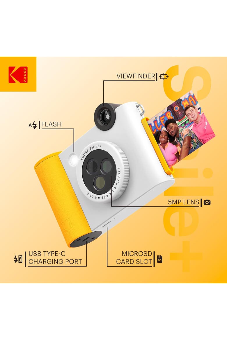 Smile+ 2-in-1 Instant Camera w/ Pink Case Bundle, Alternate, color, White