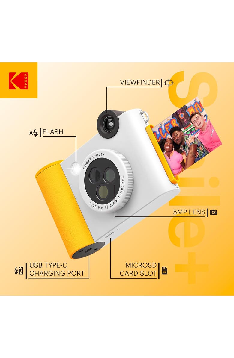 Kodak Smile+ 2-in-1 Instant Camera w/ Pink Case Bundle, Alternate, color, White