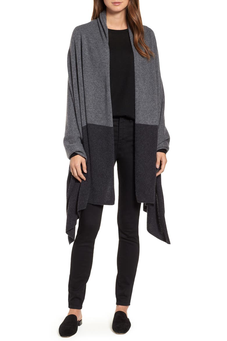 Cashmere Wrap, Main, color, GREY DARK HEATHER COMBO