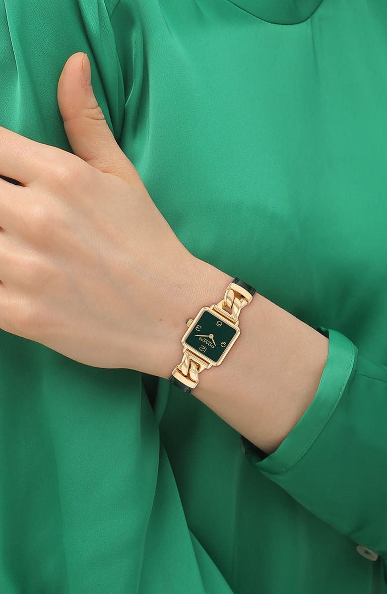 COACH Cass Leather Strap Bracelet Watch, 22mm, Alternate, color, Green