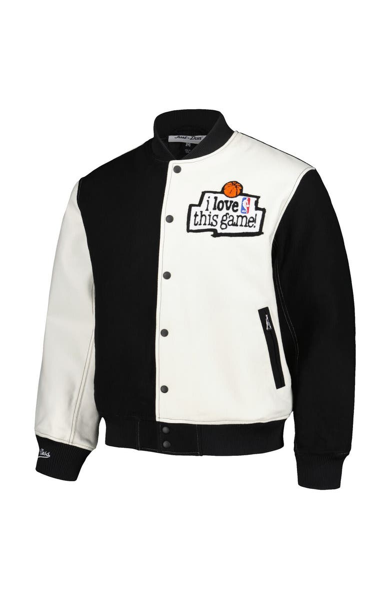 Mitchell & Ness Men's Mitchell & Ness x Just Don Black/White NBA I Love This Game! Full-Snap Jacket, Alternate, color, 