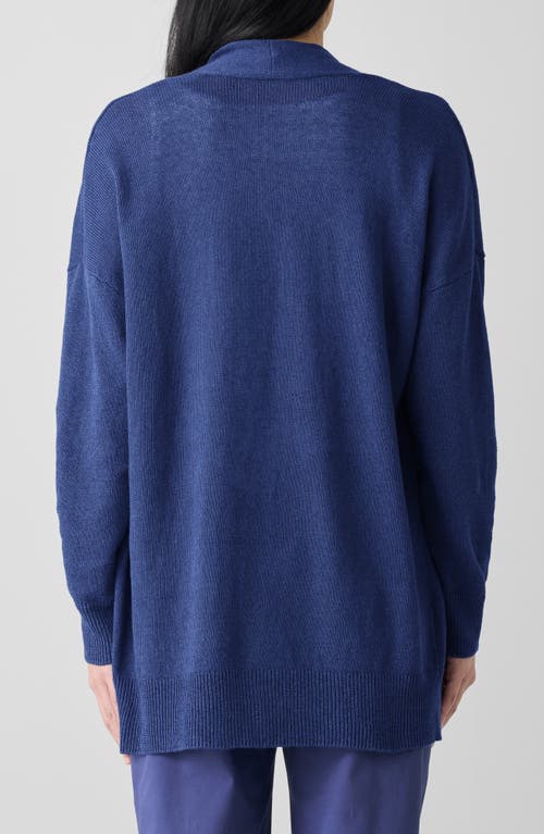 Eileen Fisher Patch Pocket Organic Linen & Organic Cotton Cardigan In Bluette