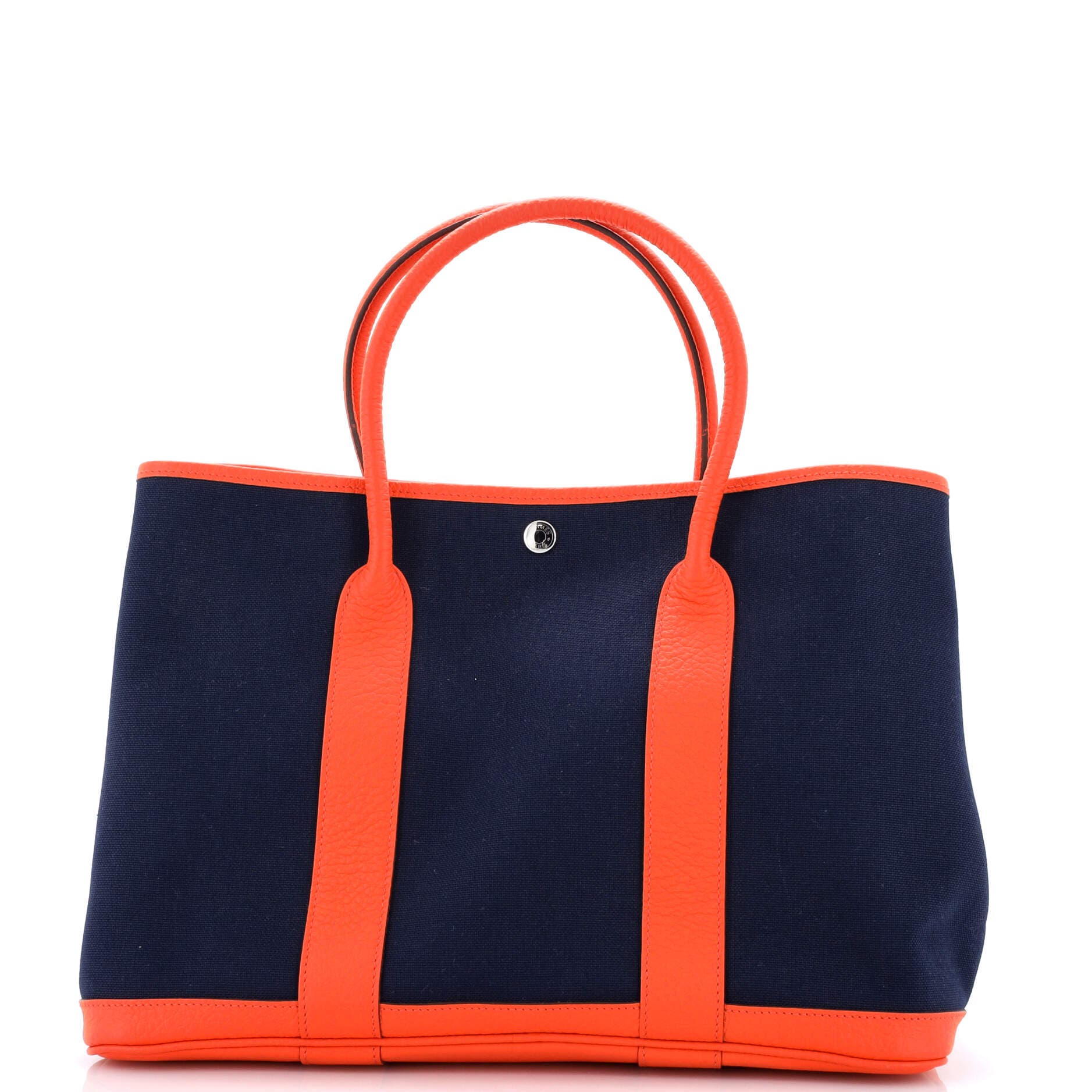 Pre-Owned Hermes Garden Party Tote Toile and Leather 36, Alternate, color, Bleu Nuit