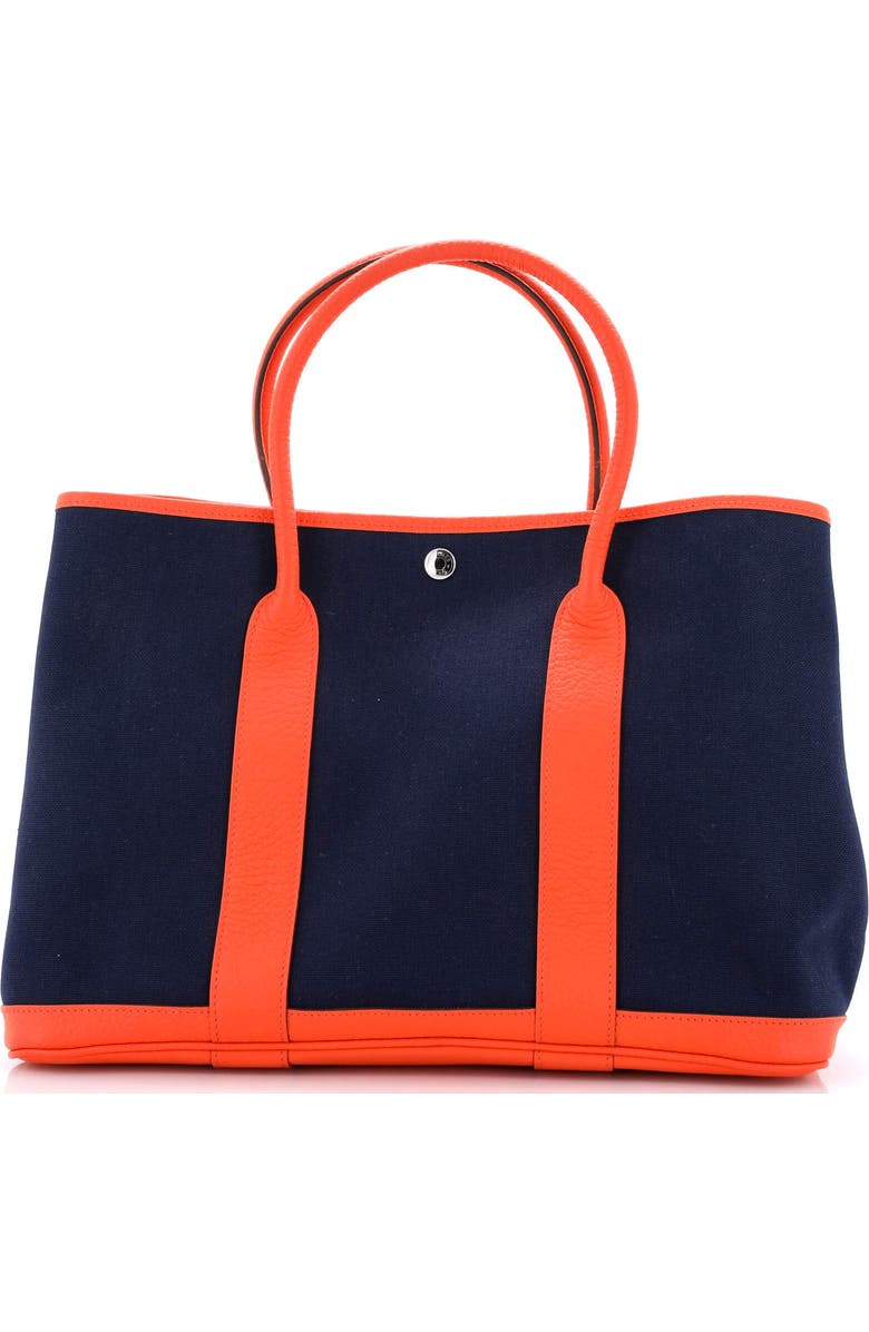 Pre-Owned Hermes Garden Party Tote Toile and Leather 36, Alternate, color, Bleu Nuit