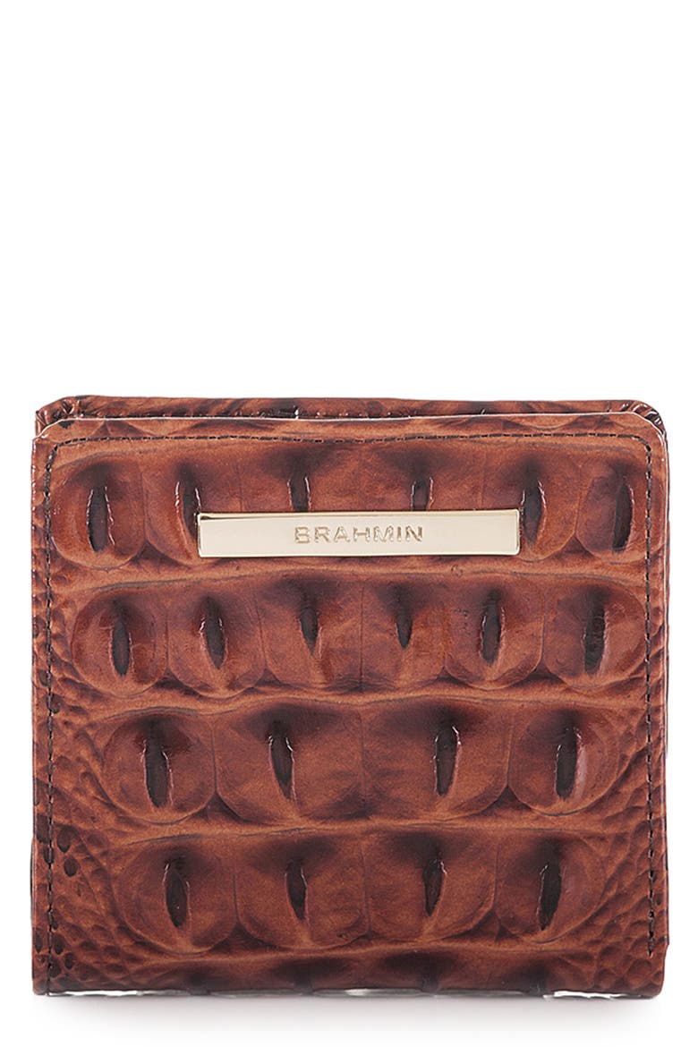 Jane Croc Embossed Leather Wallet, Main, color, PECAN