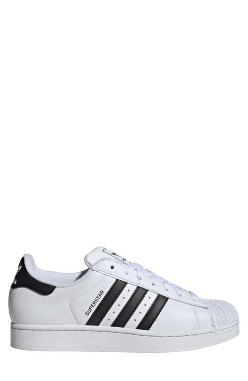 Adidas Originals Superstar Vintage Ostrich-effect Leather Sneakers In White/black/white